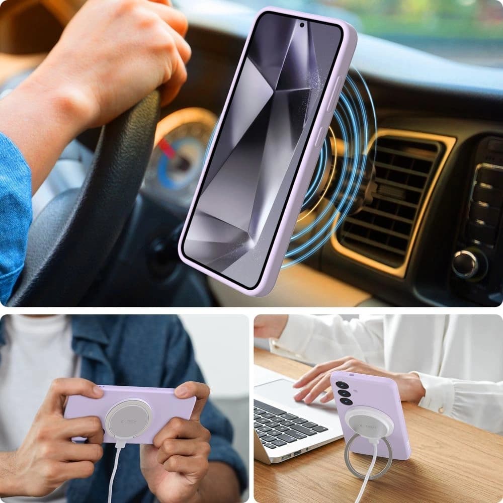 Tech-Protect Liquid Silicone MagSafe Samsung Galaxy S25 Edge Mauve - 3