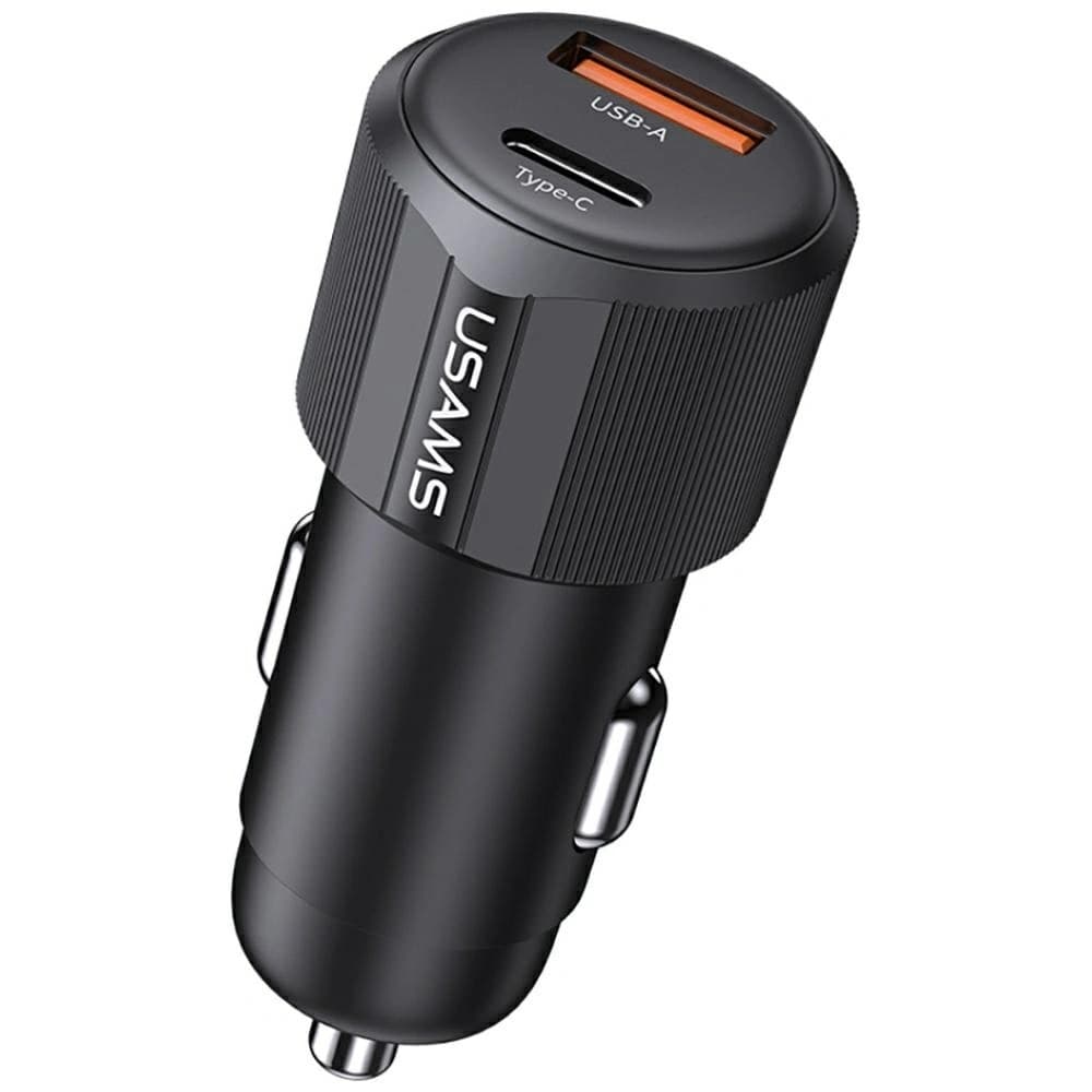USAMS YT Series CC283 60W Car Charger 1xUSB-A 1xUSB-C black - 1