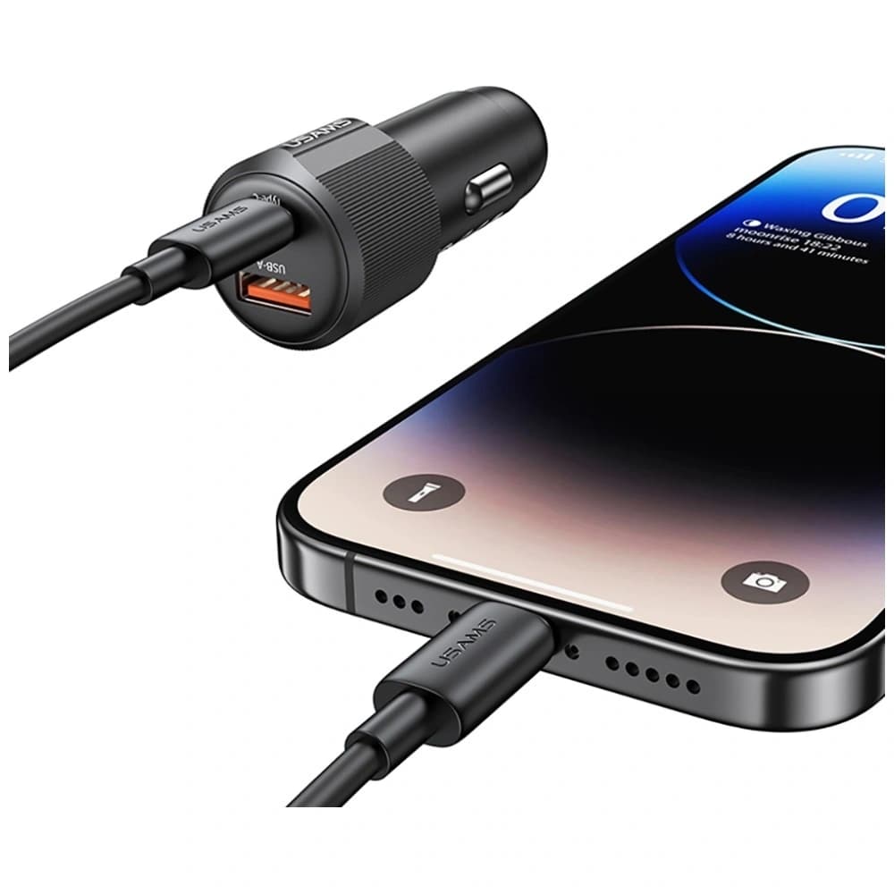 USAMS YT Series CC283 60W Car Charger 1xUSB-A 1xUSB-C black - 7