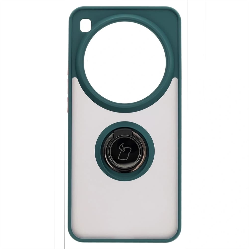 Bizon Case Hybrid Ring Xiaomi 15 Ultra smoked with a dark green frame - 2