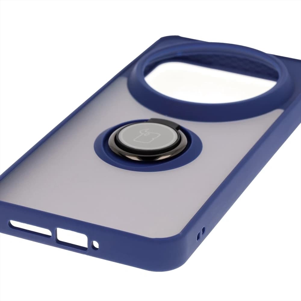 Bizon Case Hybrid Ring Xiaomi 15 Ultra rauchig mit einem navyblauen Rahmen - 5