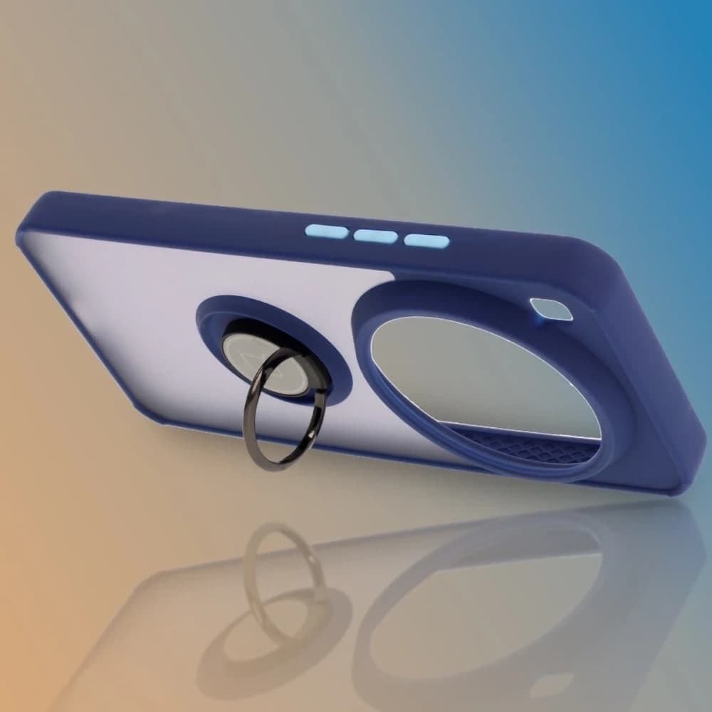 Bizon Case Hybrid Ring Xiaomi 15 Ultra rauchig mit einem navyblauen Rahmen - 6