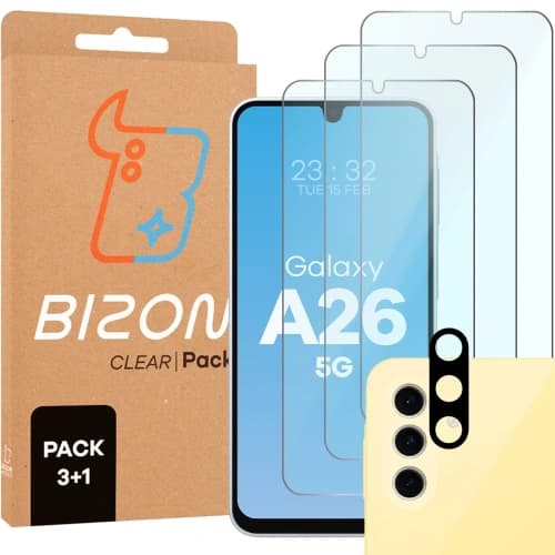 Bizon Clear 2 Pack 3x tempered glass + 1x lens protection Samsung Galaxy A26 5G