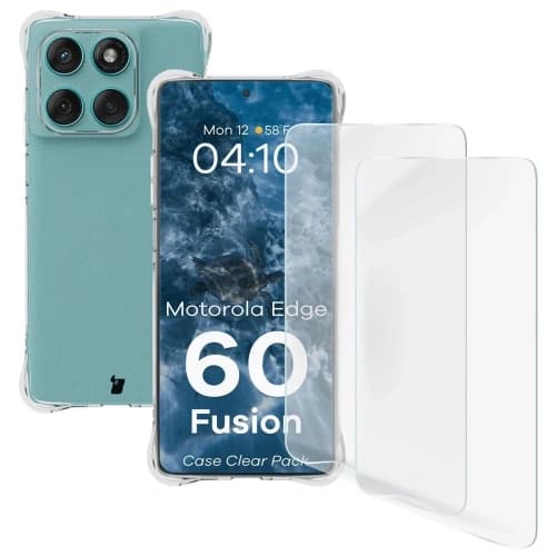Bizon Case Clear Pack flexible case + 2x screen film Motorola Edge 60 Fusion / Edge 60