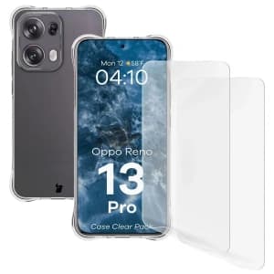 Bizon Case Clear Pack flexible case + 2x screen film Oppo Reno13 Pro