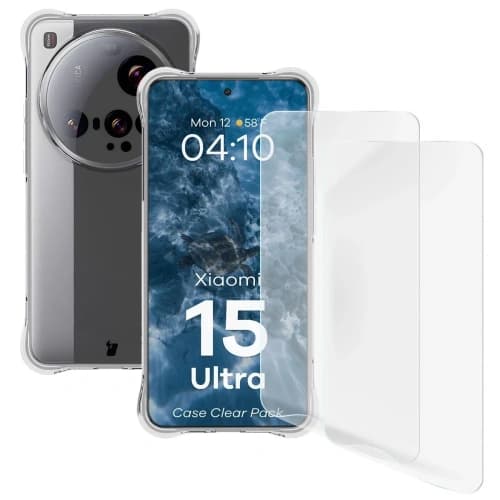 Bizon Case Clear Pack flexibles Gehäuse + 2x Bildschirmfolie Xiaomi 15 Ultra