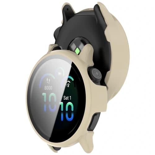 Bizon Case+Glass Uhr Garmin Vivoactive 6 beige