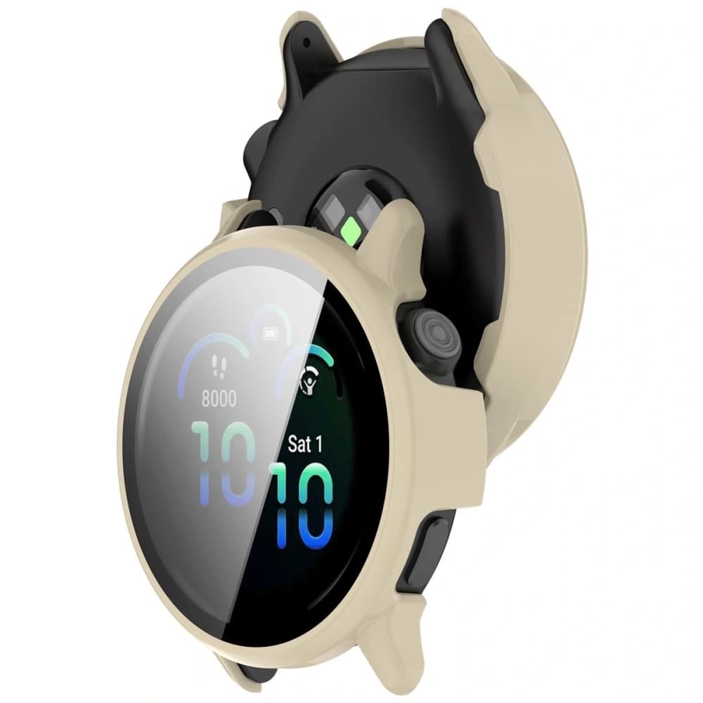Bizon Case+Glass Uhr Garmin Vivoactive 6 beige - 1