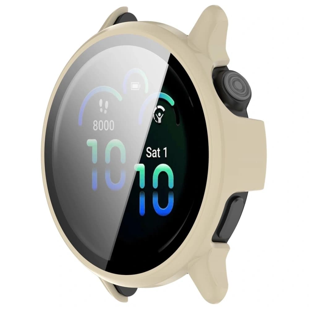 Bizon Case+Glass Uhr Garmin Vivoactive 6 beige - 5