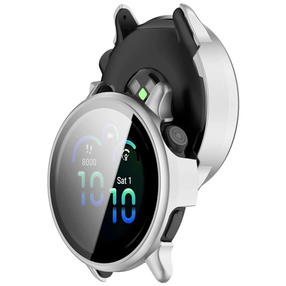 Bizon Case+Glas Uhr Garmin Vivoactive 6 satin silber - 1
