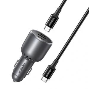 UGREEN EC705 Car Charger USB-A, 2xUSB-C 130W + 1m 5A Cable