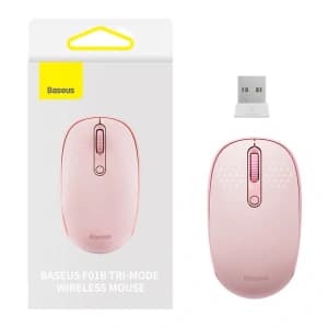 Baseus F01B Tri-Mode Wireless Mouse 2.4G BT 5.0 1600 DPI (rosa)
