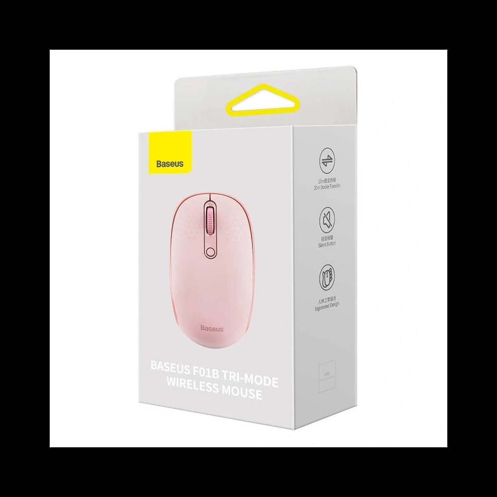 Baseus F01B Tri-Mode Wireless Mouse 2.4G BT 5.0 1600 DPI (rosa) - 9