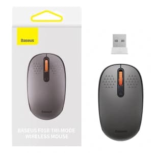 Baseus F01B Tri-Mode Wireless Maus 2.4G BT 5.0 1600 DPI (grau)