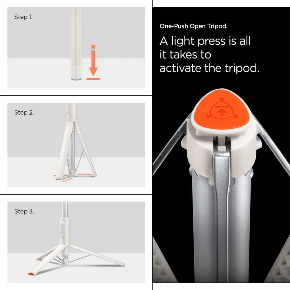 Spigen S541W Bluetooth Selfie Stick Tripod Dune Beige - 17