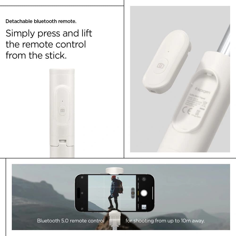 Spigen S541W Bluetooth Selfie Stick Tripod Dune Beige - 20