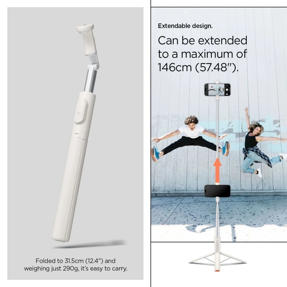 Spigen S541W Bluetooth Selfie Stick Tripod Dune Beige - 21