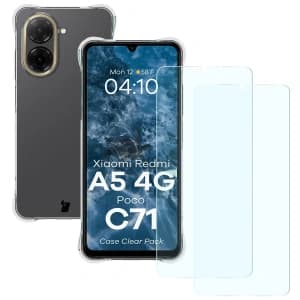 Bizon Case Clear Pack Hülle + 2x Displayschutzglas für Xiaomi Redmi A5 4G / POCO C71 4G
