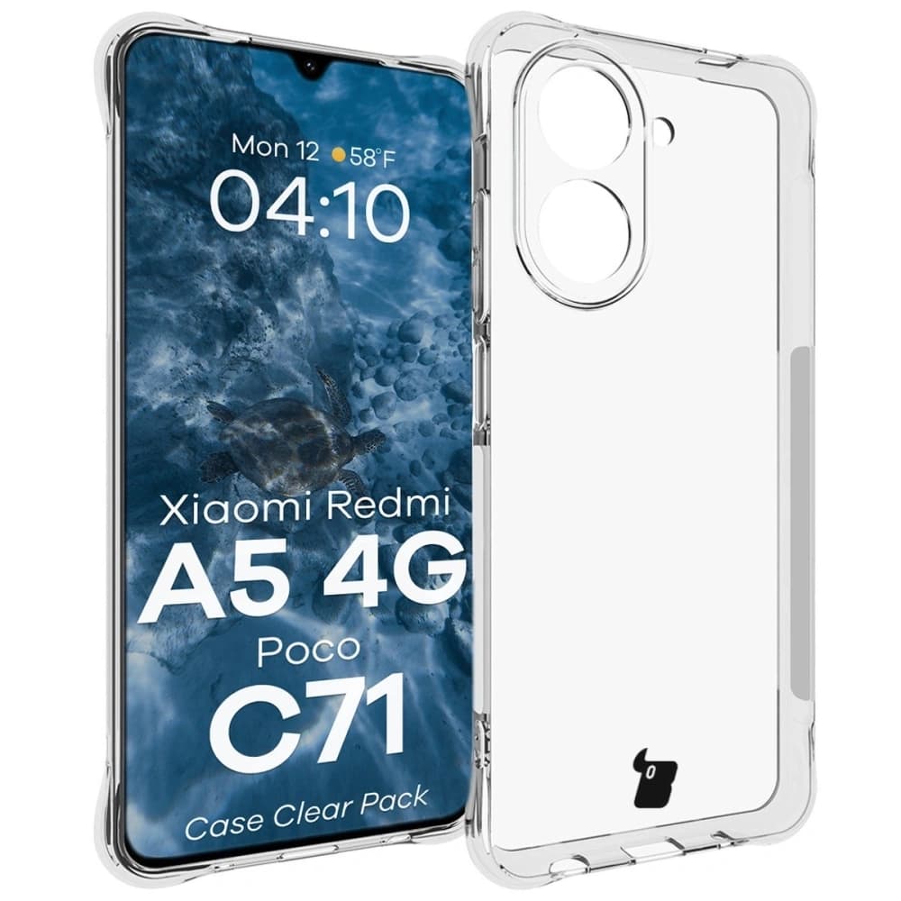 Bizon Case Clear Pack Hülle + 2x Displayschutzglas für Xiaomi Redmi A5 4G / POCO C71 4G - 3