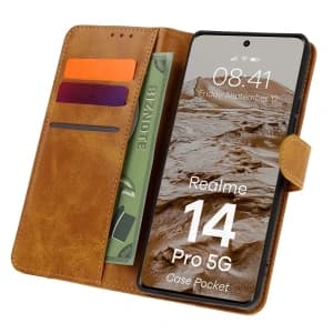 BIZON Case Pocket Realme 14 Pro 5G brown