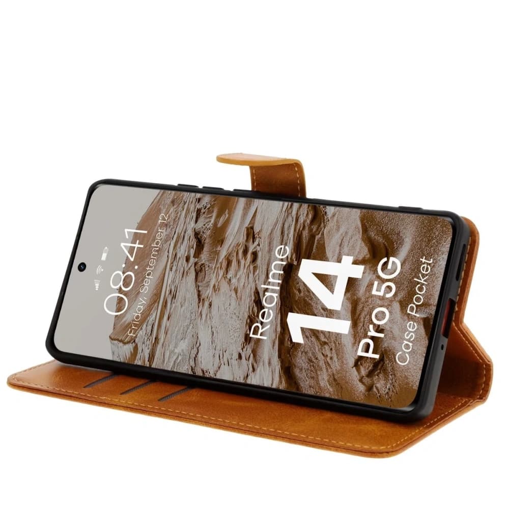 BIZON Hülle Tasche Realme 14 Pro 5G braun - 5