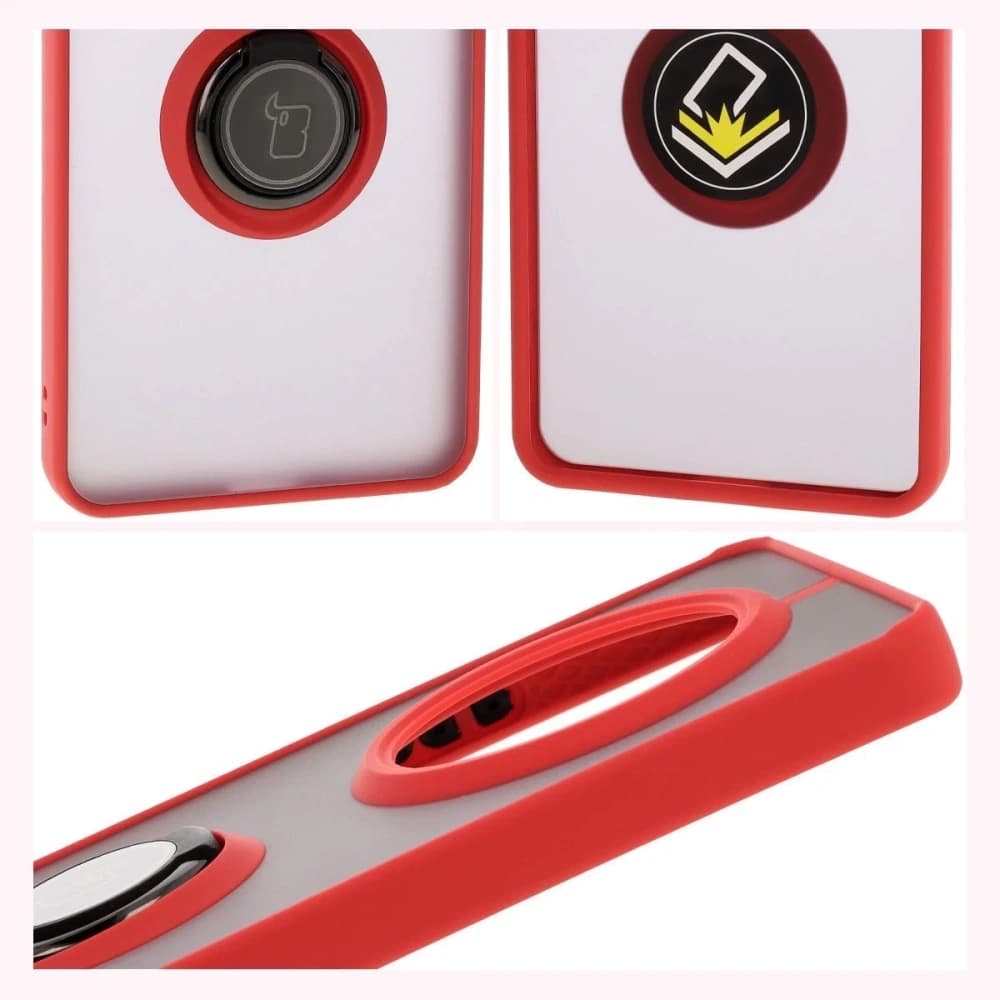 Bizon Case Hybrid Ring Realme 14 Pro 5G rauchig mit rotem Rahmen - 4