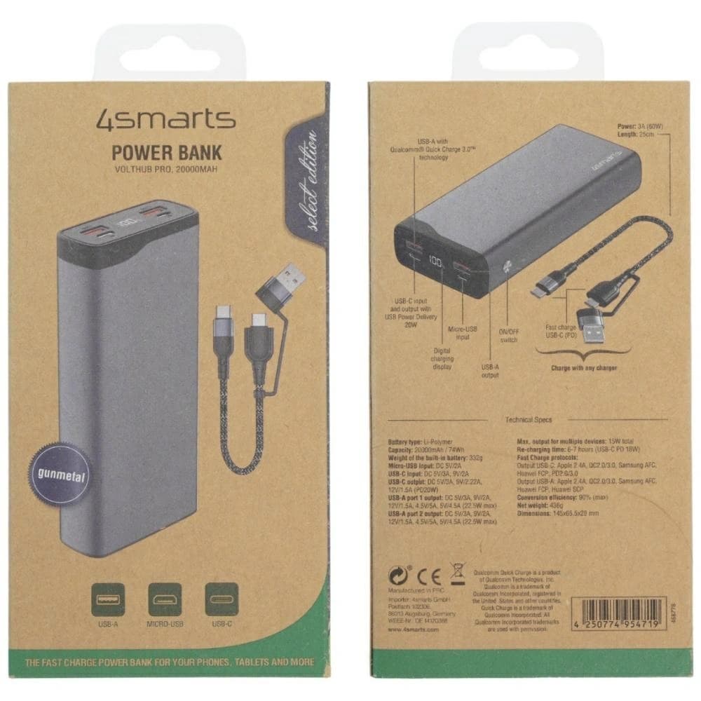 4smarts VoltHub Pro 20000mAh 22.5W QC PD Power Bank gunmetal - 5