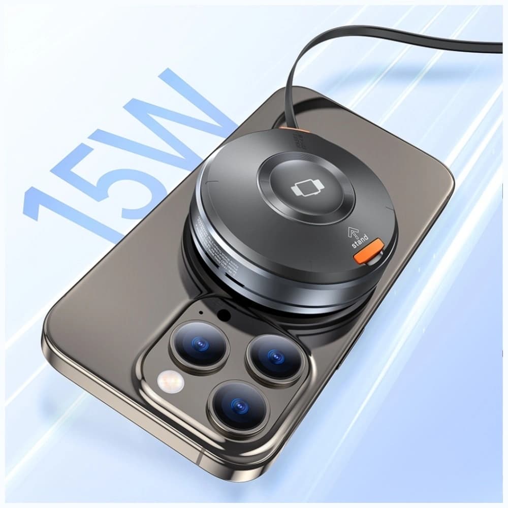 AWEI W27 15W 3-in-1 Induction Charger MagSafe for phone, watch with USB-C Fast Charging cable black - 4