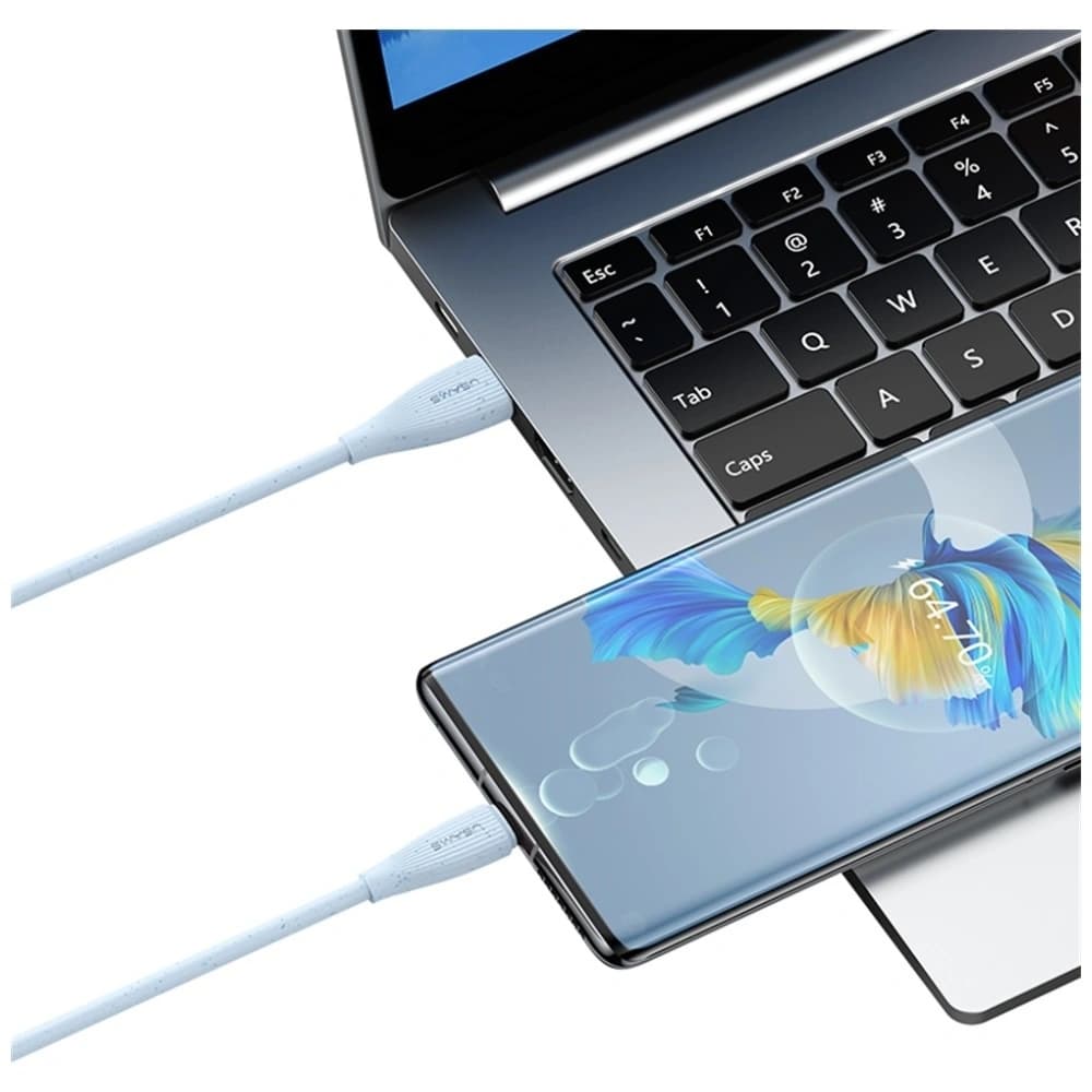 USAMS Green Series SJ714 USB-A / USB-C Kabel 18W 3A 1m blau - 10