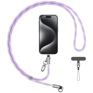 USAMS SJ746 Handy-Lanyard mit USB-C / Lightning Ladekabel 30W 1,2m lila