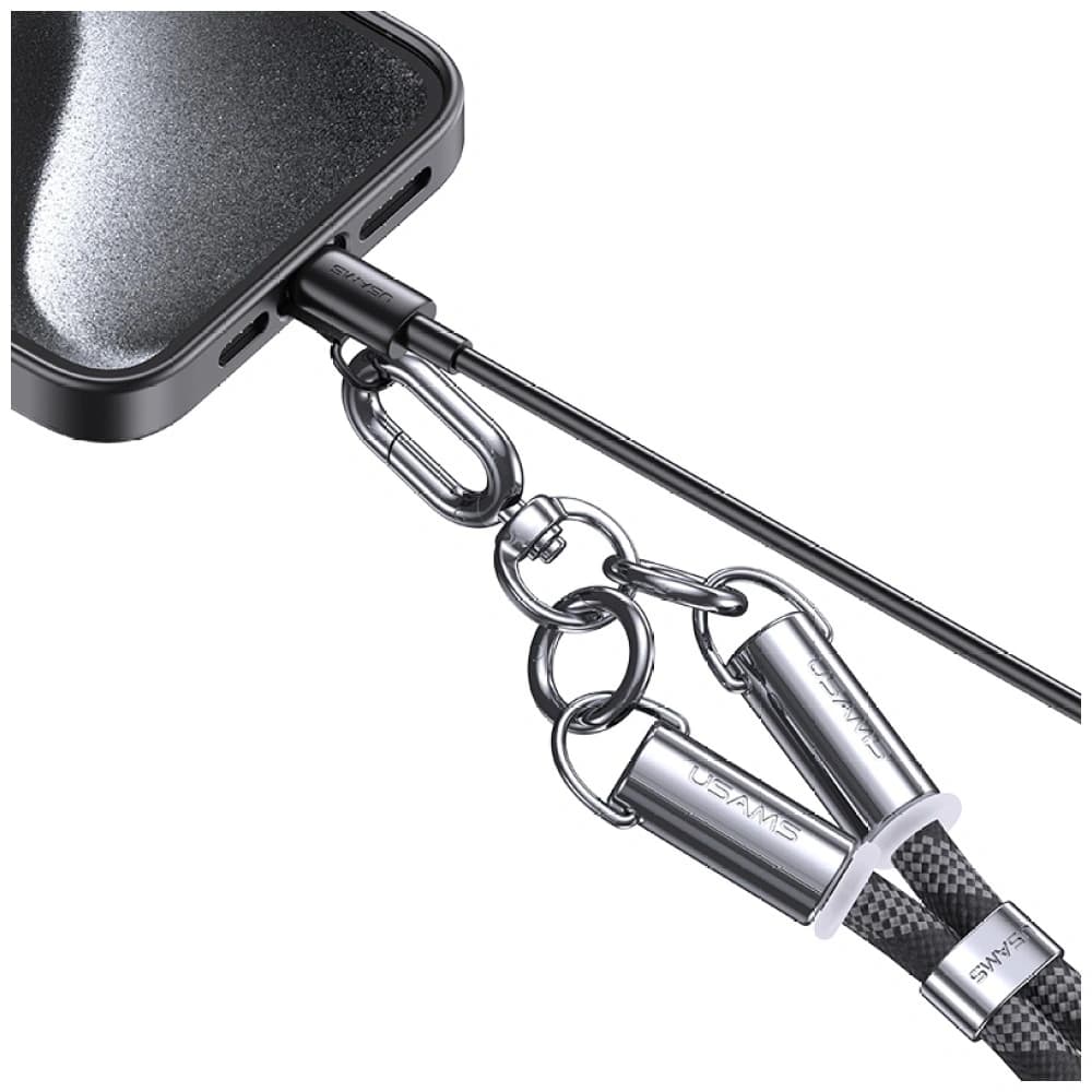 USAMS SJ746 Handy-Lanyard mit USB-C / Lightning Ladekabel 30W 1,2m lila - 5