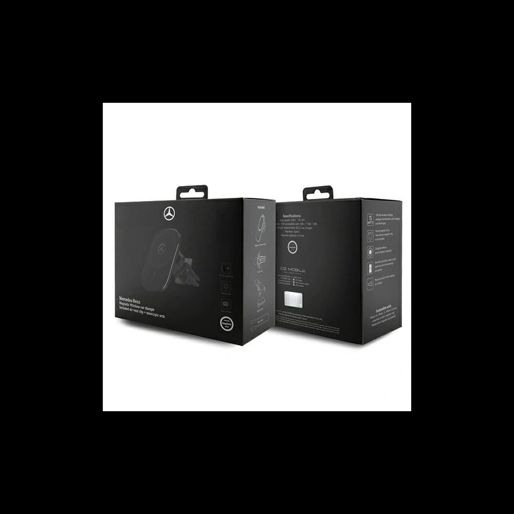 Uchwyt samochodowy do kartki / na szybę z ładowarką bezprzewodową Mercedes MEWCCGSLK 15W Silver Stars MagSafe czarny - 4