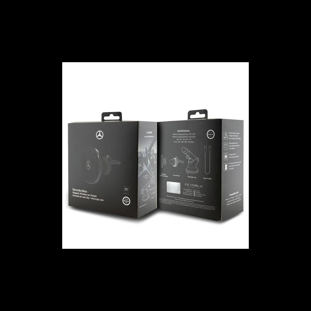 Uchwyt samochodowy do kartki / na szybę z ładowarką bezprzewodową Mercedes MEMWCCK 15W Silver Stars MagSafe czarny - 4