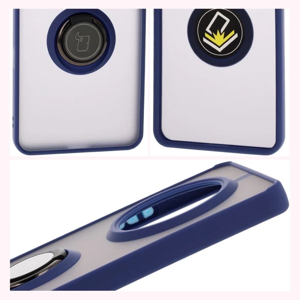 Bizon Case Hybrid Ring Realme 14 Pro 5G rauchig mit einem marineblauen Rahmen - 4