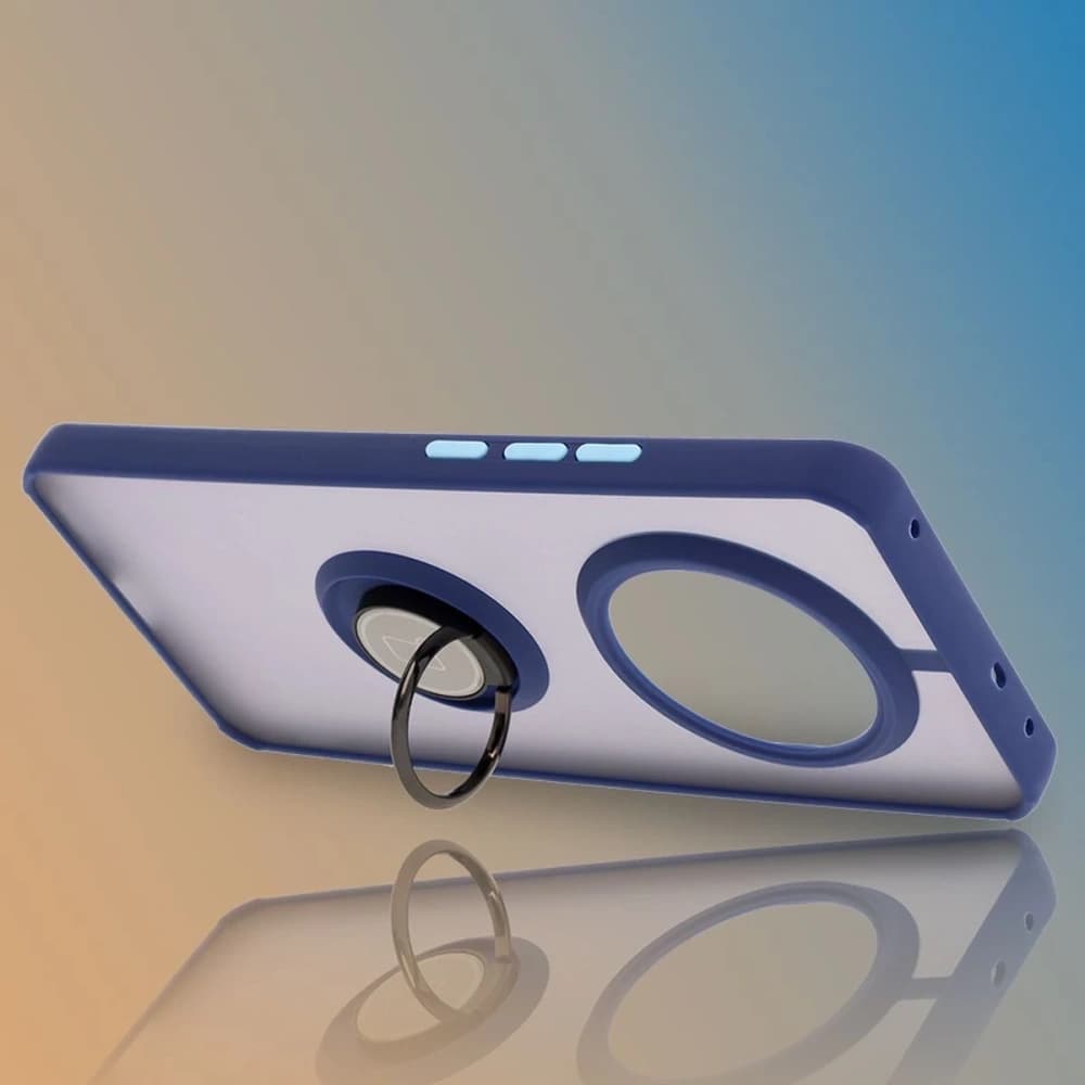 Bizon Case Hybrid Ring Realme 14 Pro 5G rauchig mit einem marineblauen Rahmen - 6