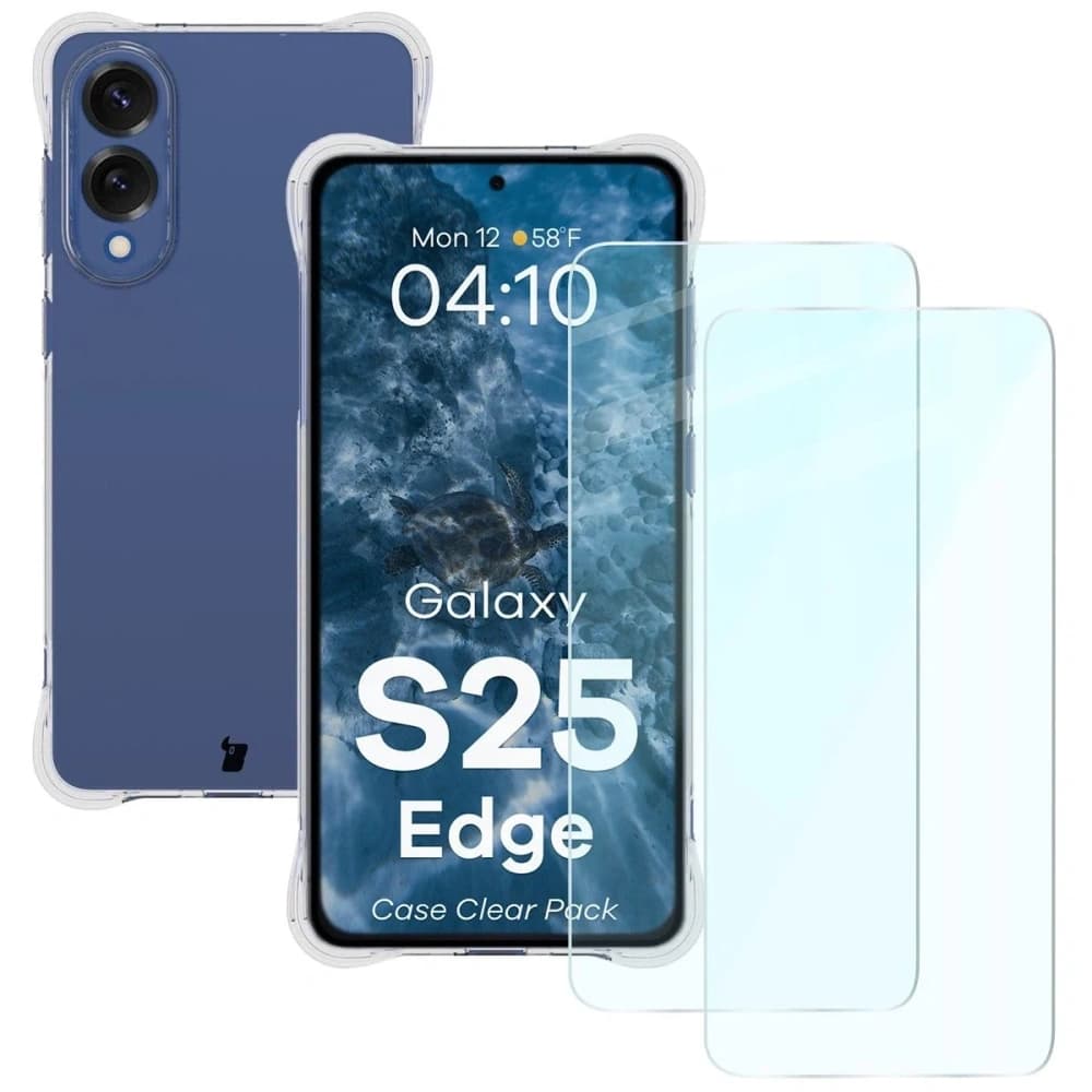 Bizon Case Clear Pack Hülle + 2x Displayschutzglas Samsung Galaxy S25 Edge - 1