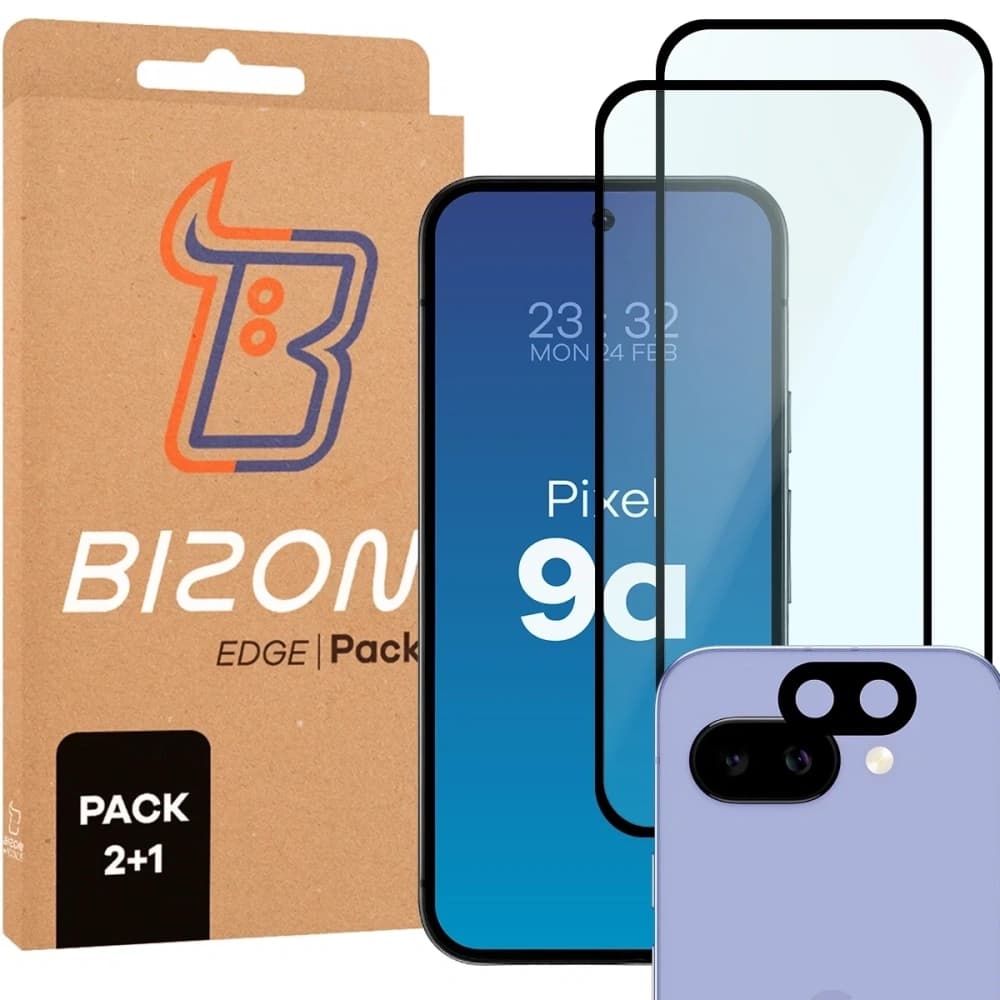 Bizon Edge 2 Pack 2x gehärtetes Glas + Linsenschutz Pixel 9a - 1
