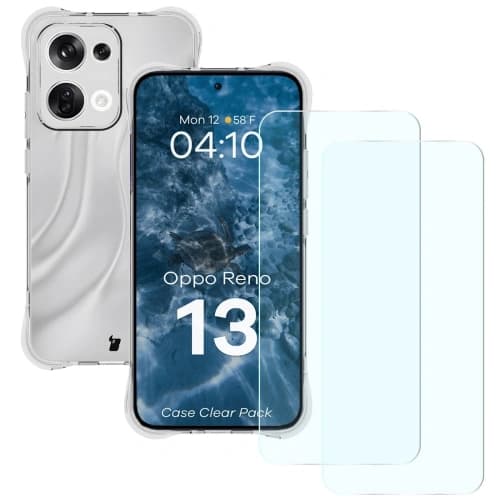 Bizon Case Clear Pack case + 2x screen glass Oppo Reno13