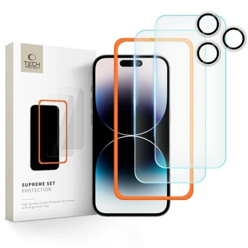 [CR] Tech-Protect Supreme Set gehärtetes Glas für Apple iPhone 16 Pro Max Clear [3 PACK]