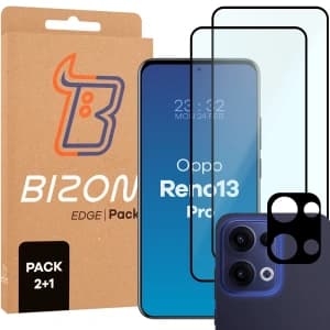 Bizon Edge 2 Pack 2x tempered glass + 1x lens protection Oppo Reno13