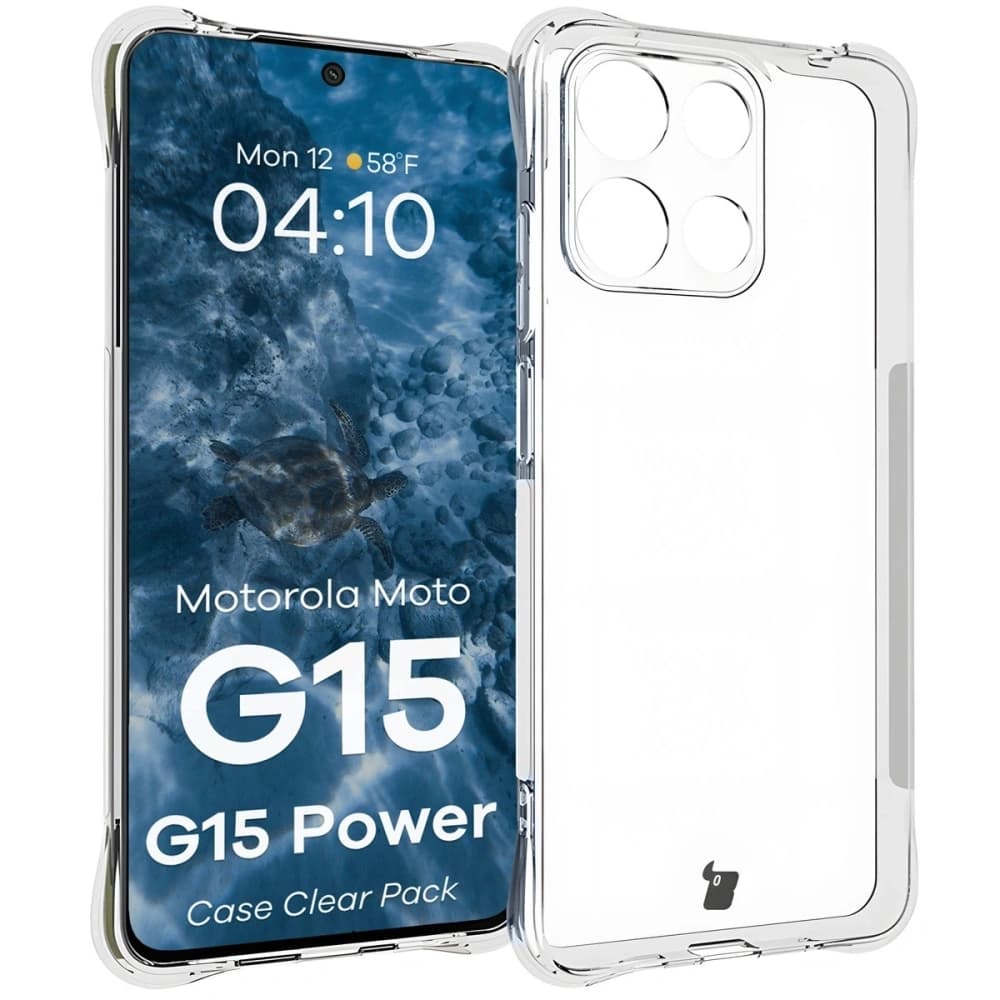 Bizon Case Clear Pack Hülle + 2x gehärtetes Glas Motorola Moto G15 / G15 Power - 3