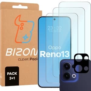 Bizon Glass Clear 2 Pack 3x tempered glass + 1x lens protection Oppo Reno13