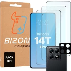 3x szkło na ekran + 1x szkło na aparat Bizon Glass Clear 2 Pack do Xiaomi 14T Pro