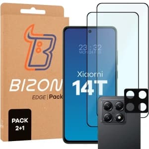 2x szkło na ekran + 1x szkło na aparat Bizon Edge 2 Pack do Xiaomi 14T