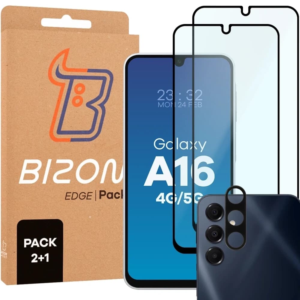 Bizon Edge 2 Pack 2x tempered glass + 1x lens protection Samsung Galaxy A16 4G / 5G - 1