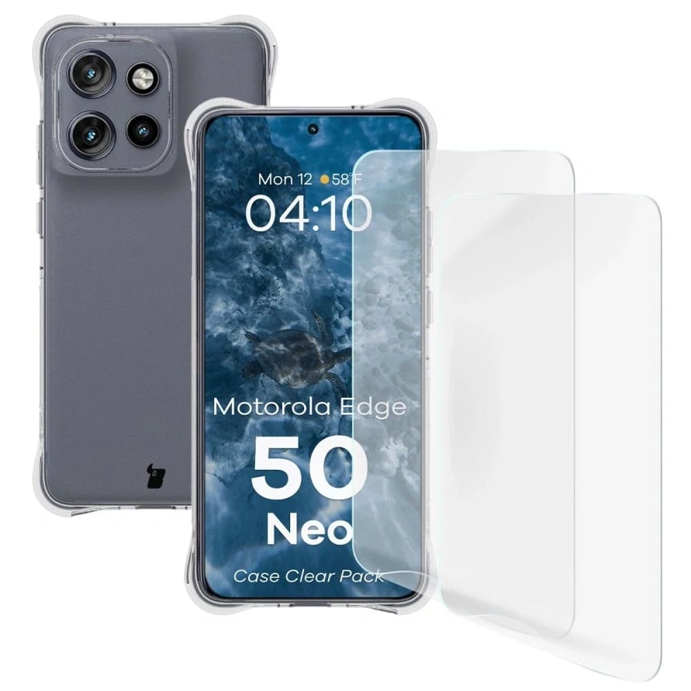 Bizon Case Clear Pack Hülle + 2x Schutzglas Motorola Edge 50 Neo - 1