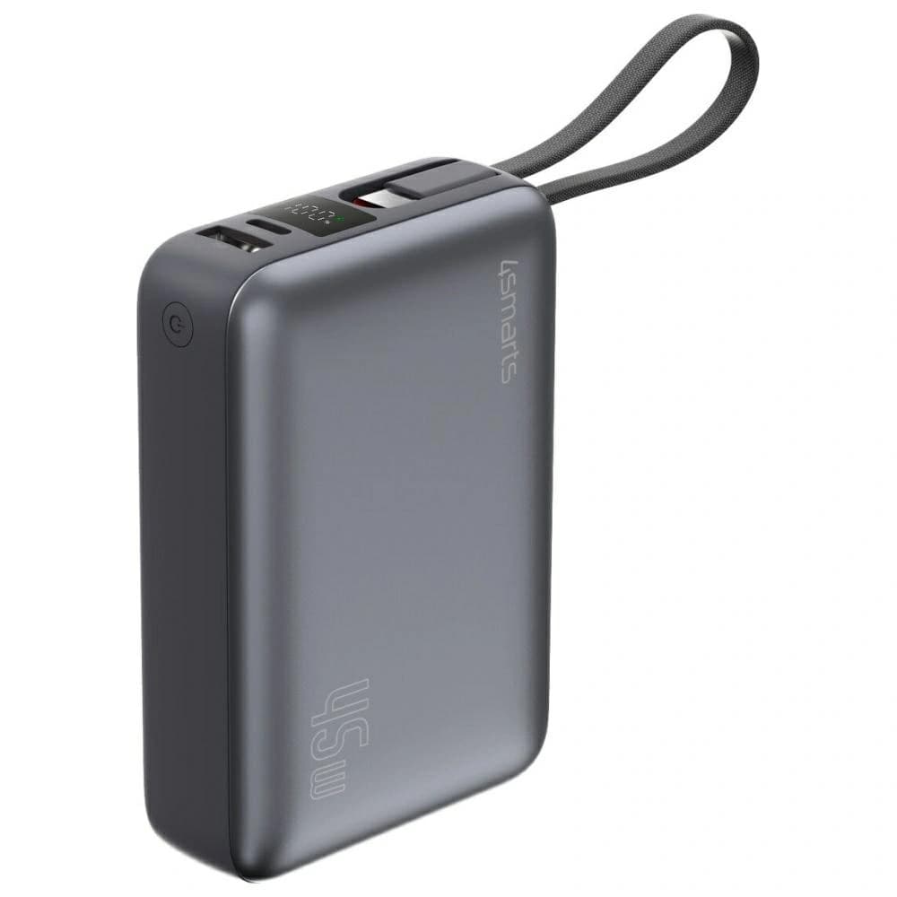 4smarts Enterprise Compact Power Bank 20000mAh 45W USB-A, 2xUSB-C + built-in USB-C cable gray - 1