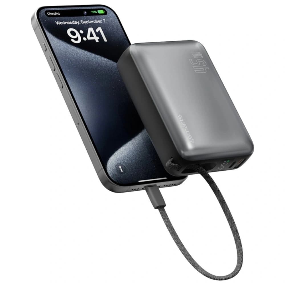 4smarts Enterprise Compact Power Bank 20000mAh 45W USB-A, 2xUSB-C + built-in USB-C cable gray - 3