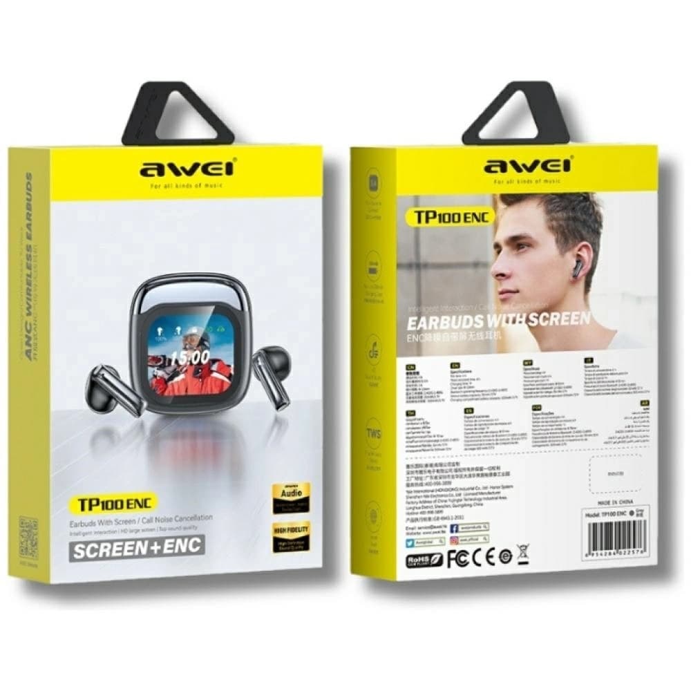 AWEI TP100 ENC Wireless In-Ear Headphones Bluetooth 5.4 TWS + Docking Station Black - 9