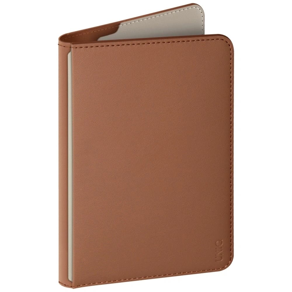 UNIQ Belmont passport case with Apple Find My, RFID blocking, caramel beige. - 4